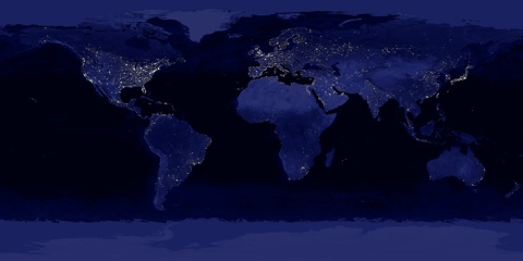 Země z oběžné dráhy - mozaika nočnich snímků